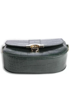 Exotic Croco CN Umhängetasche geprägtes Rindsleder dunkelgrün