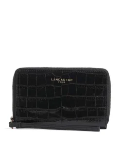 Exotic Croco Geldbörse geprägtes Rindsleder schwarz