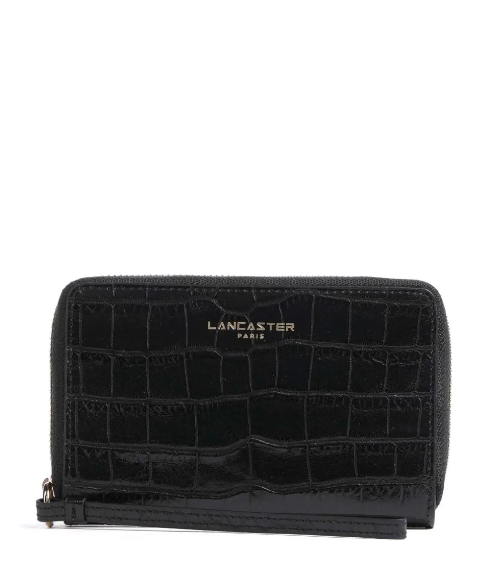 Exotic Croco Geldbörse geprägtes Rindsleder schwarz