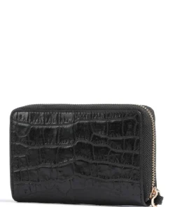 Exotic Croco Geldbörse geprägtes Rindsleder schwarz