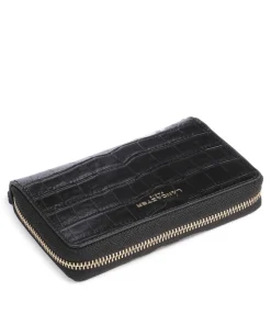Exotic Croco Geldbörse geprägtes Rindsleder schwarz