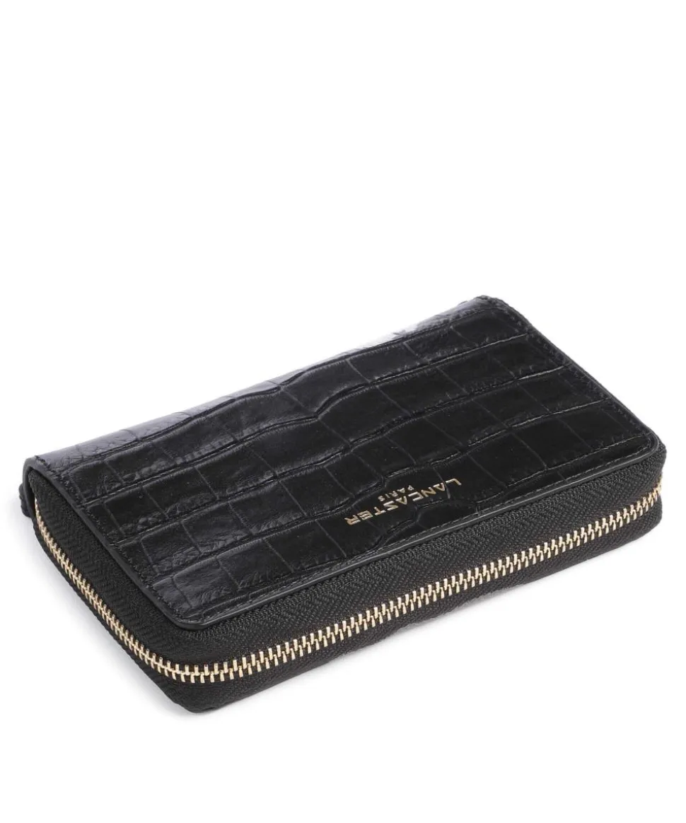 Exotic Croco Geldbörse geprägtes Rindsleder schwarz
