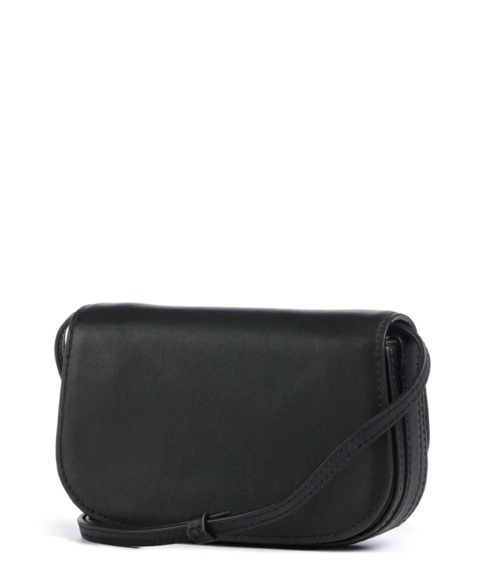 Ezra Calf Optic XS Umhängetasche fein genarbtes Leder schwarz