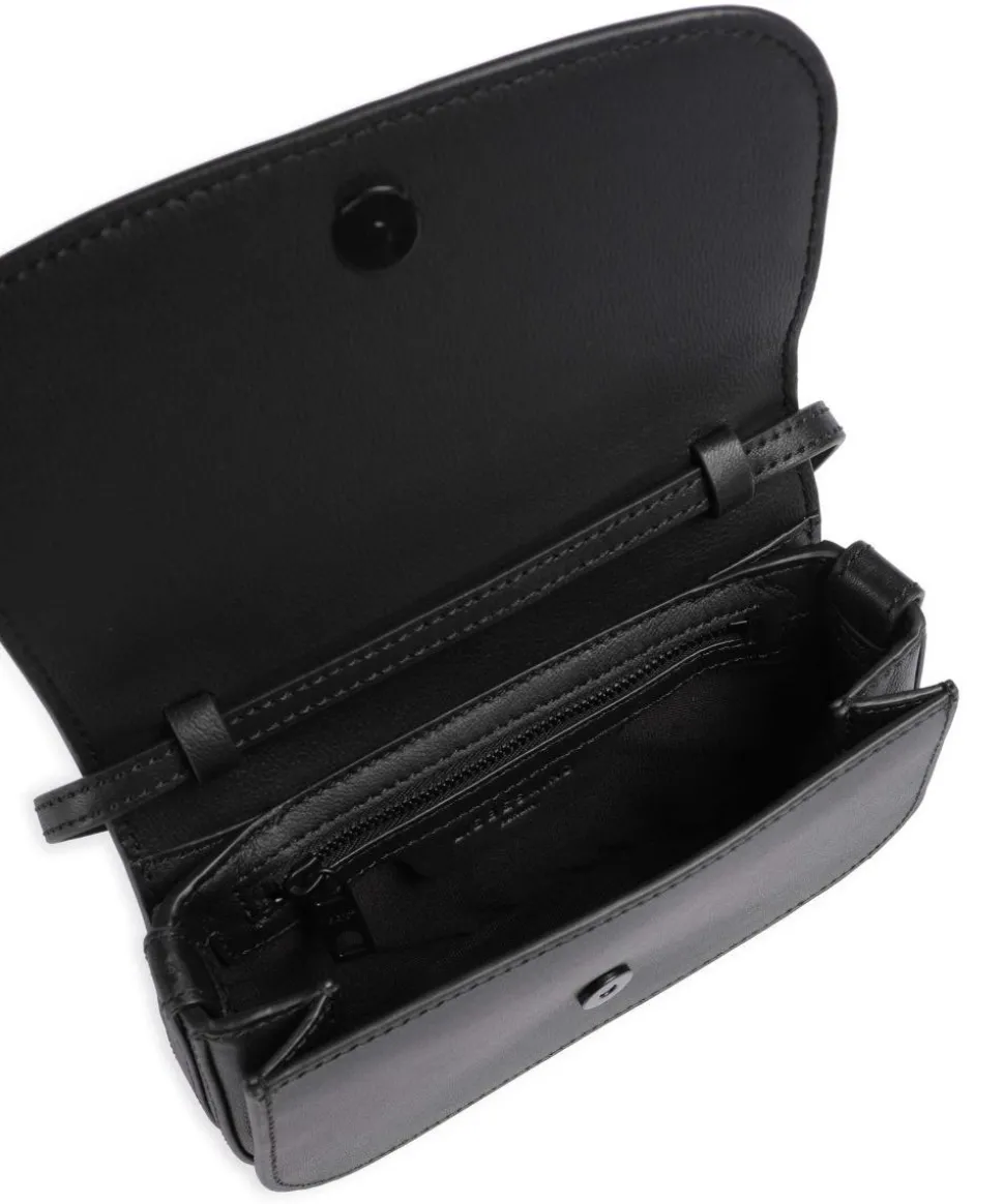 Ezra Calf Optic XS Umhängetasche fein genarbtes Leder schwarz