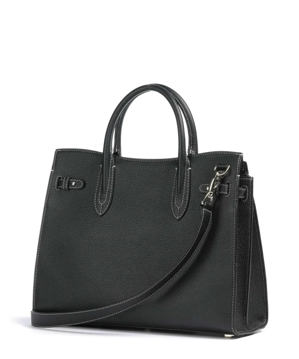 Farah L Handtasche genarbtes Rindsleder schwarz