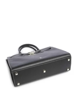 Farah L Handtasche genarbtes Rindsleder schwarz