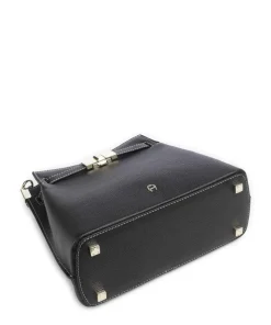 Farah M Beuteltasche genarbtes Rindsleder schwarz