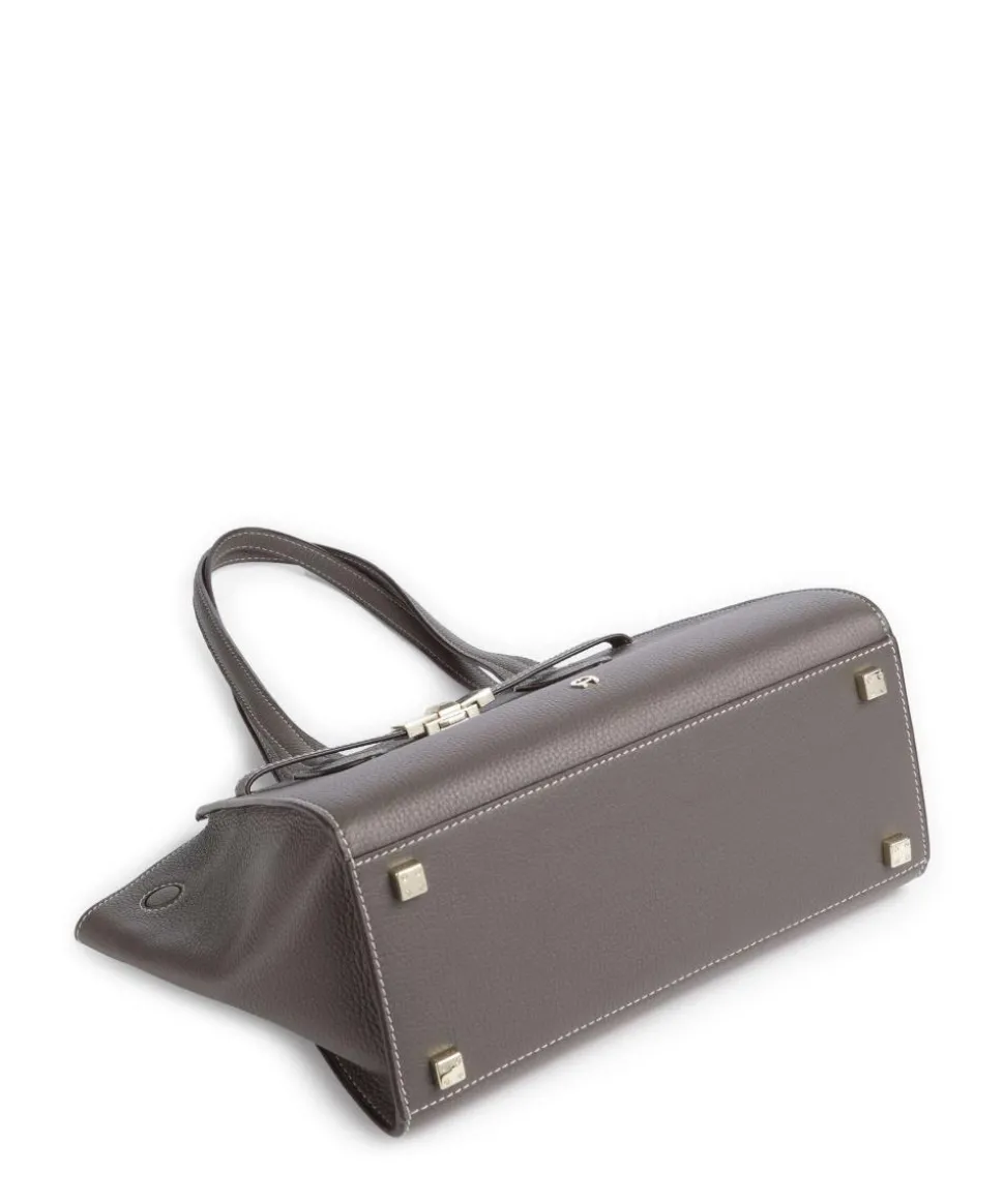 Farah M Schultertasche genarbtes Rindsleder taupe