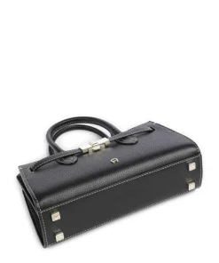 Farah S Handtasche genarbtes Rindsleder schwarz