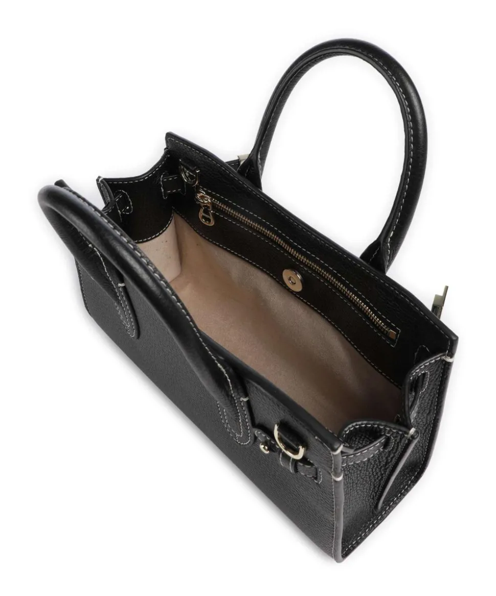 Farah S Handtasche genarbtes Rindsleder schwarz