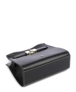 Farah S Umhängetasche genarbtes Rindsleder schwarz