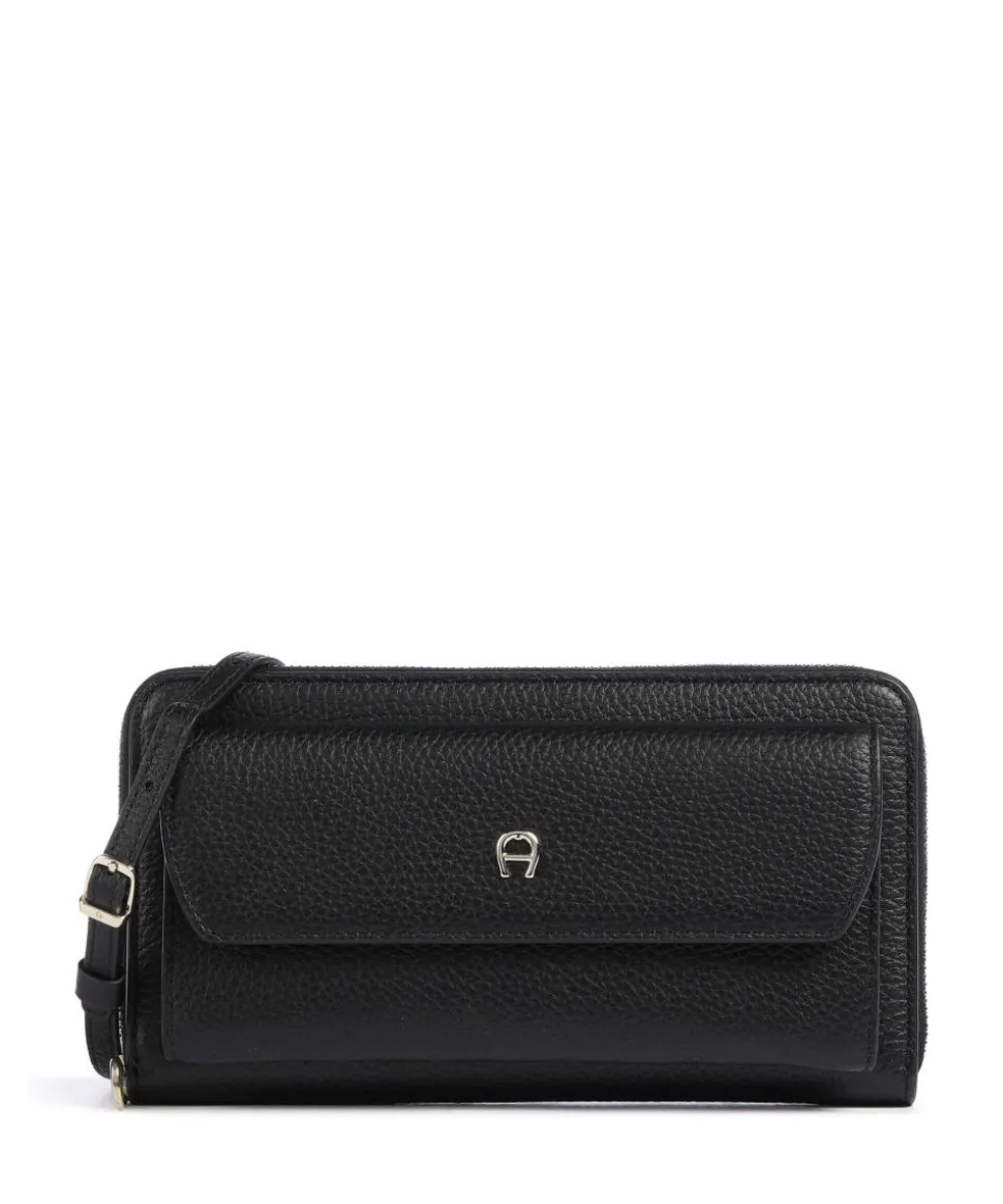 Fashion Geldbörse genarbtes Leder schwarz