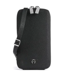 Fashion Handytasche genarbtes Leder schwarz