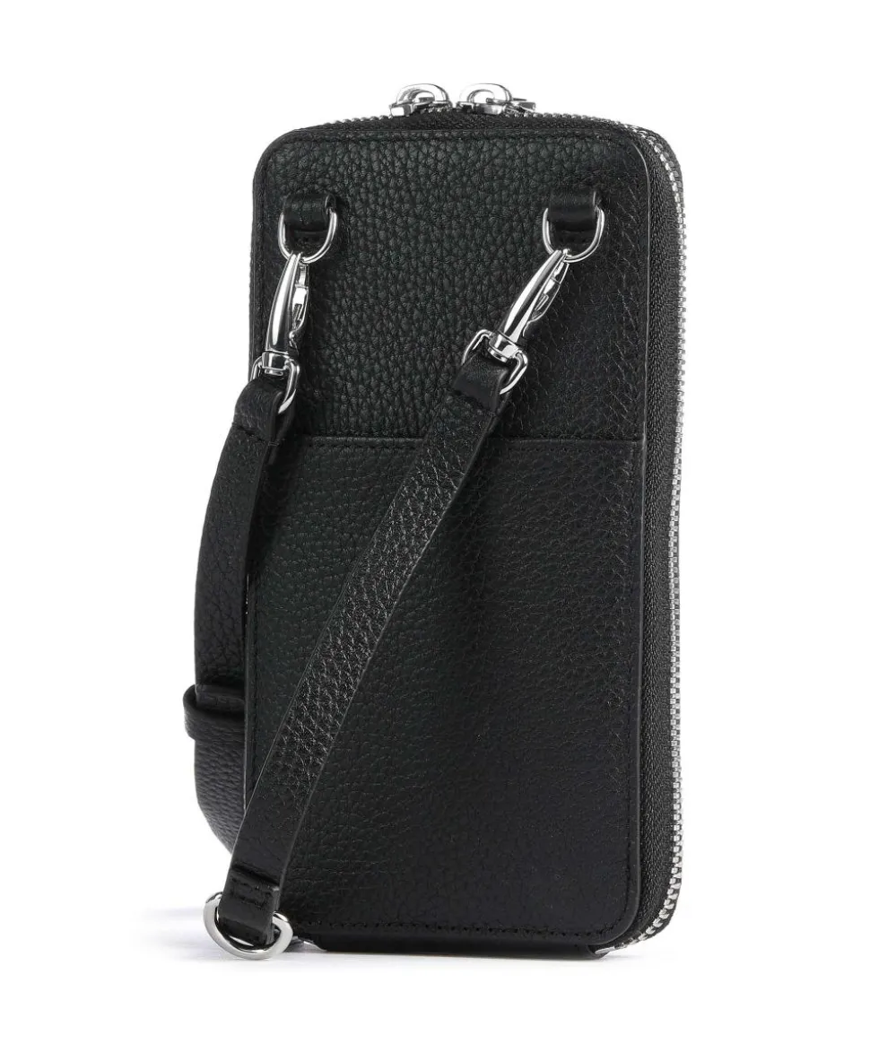 Fashion Handytasche genarbtes Leder schwarz
