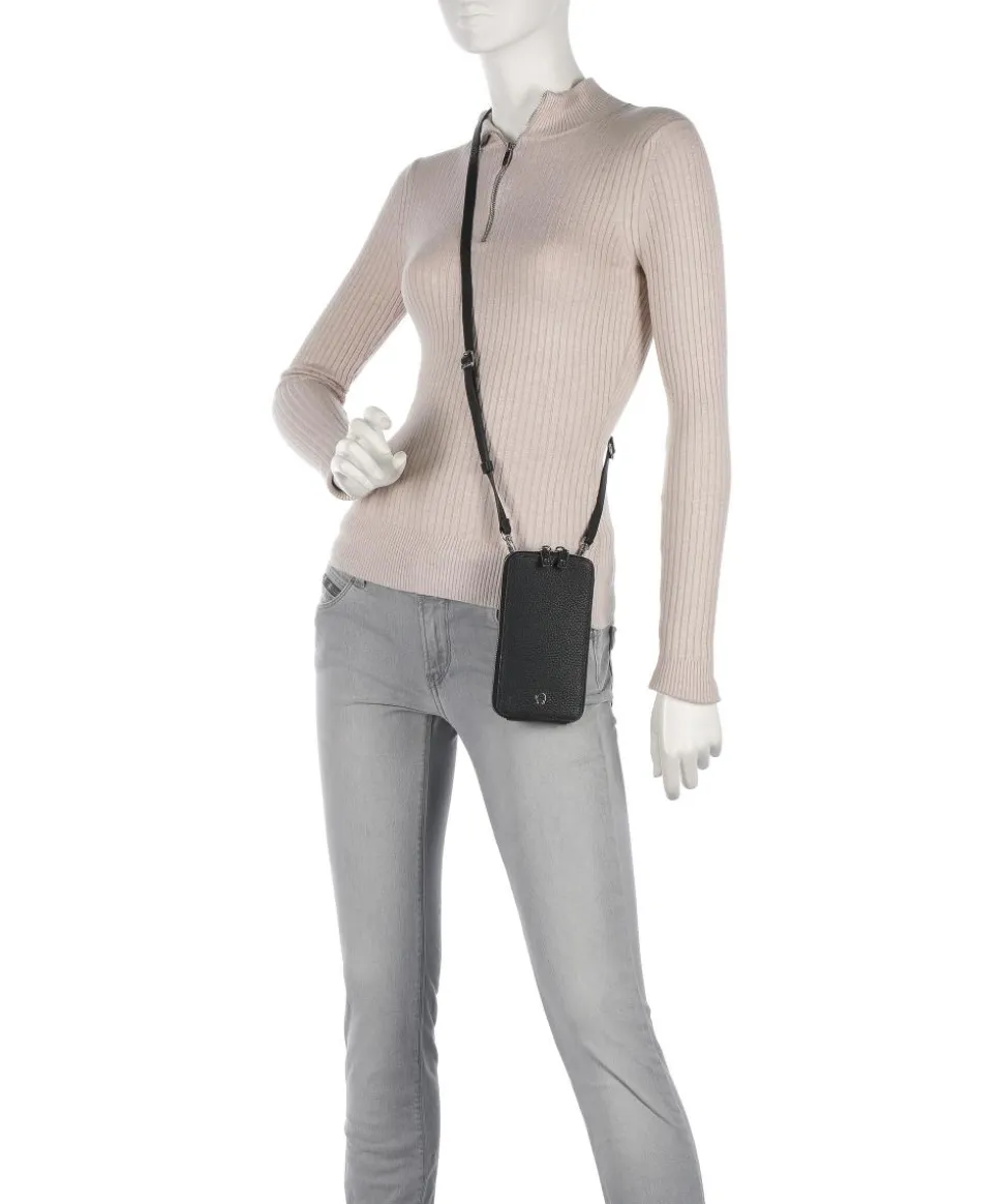 Fashion Handytasche genarbtes Leder schwarz