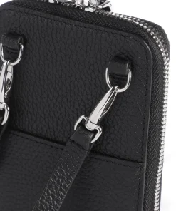Fashion Handytasche genarbtes Leder schwarz