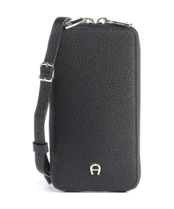 Fashion Handytasche genarbtes Leder schwarz