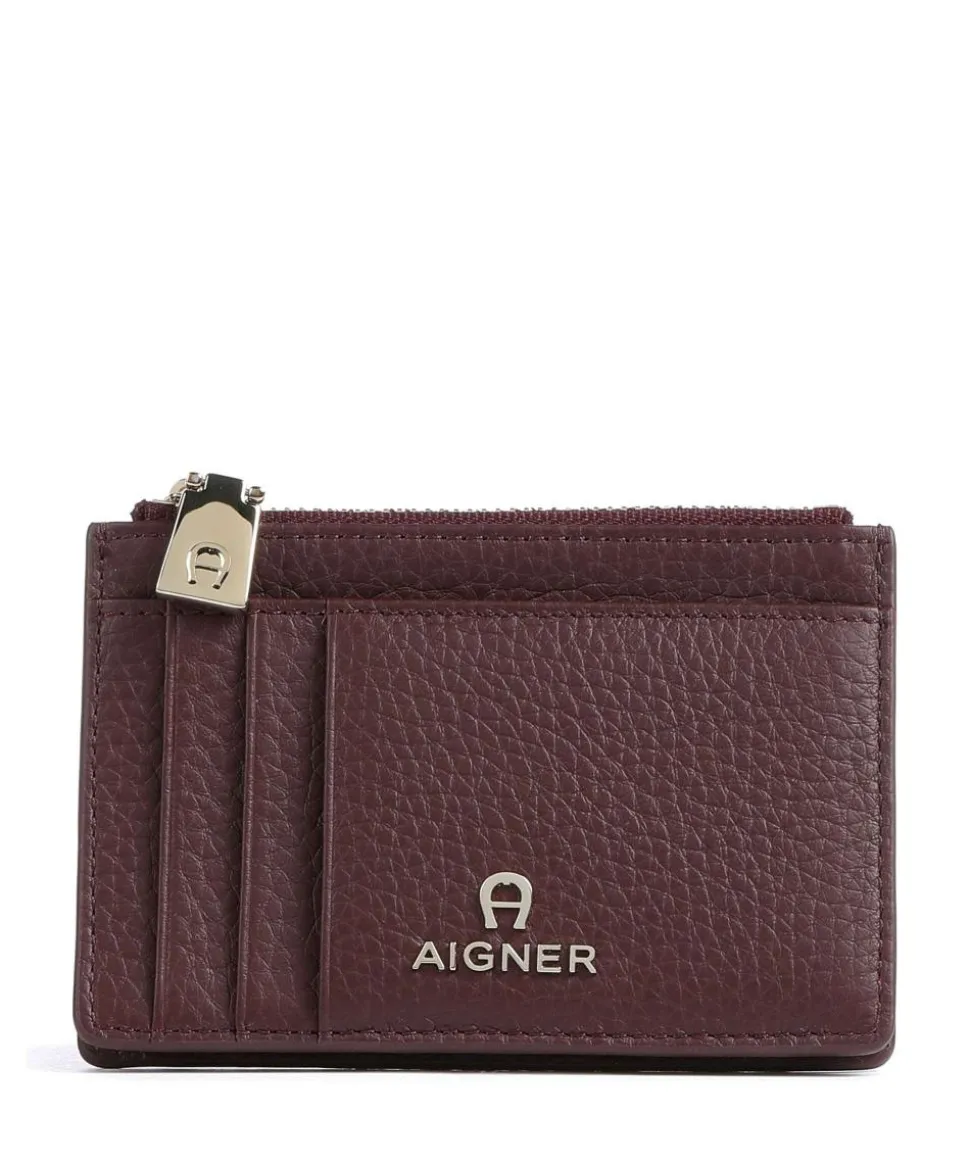 Fashion Kreditkartenetui genarbtes Rindsleder dunkelrot