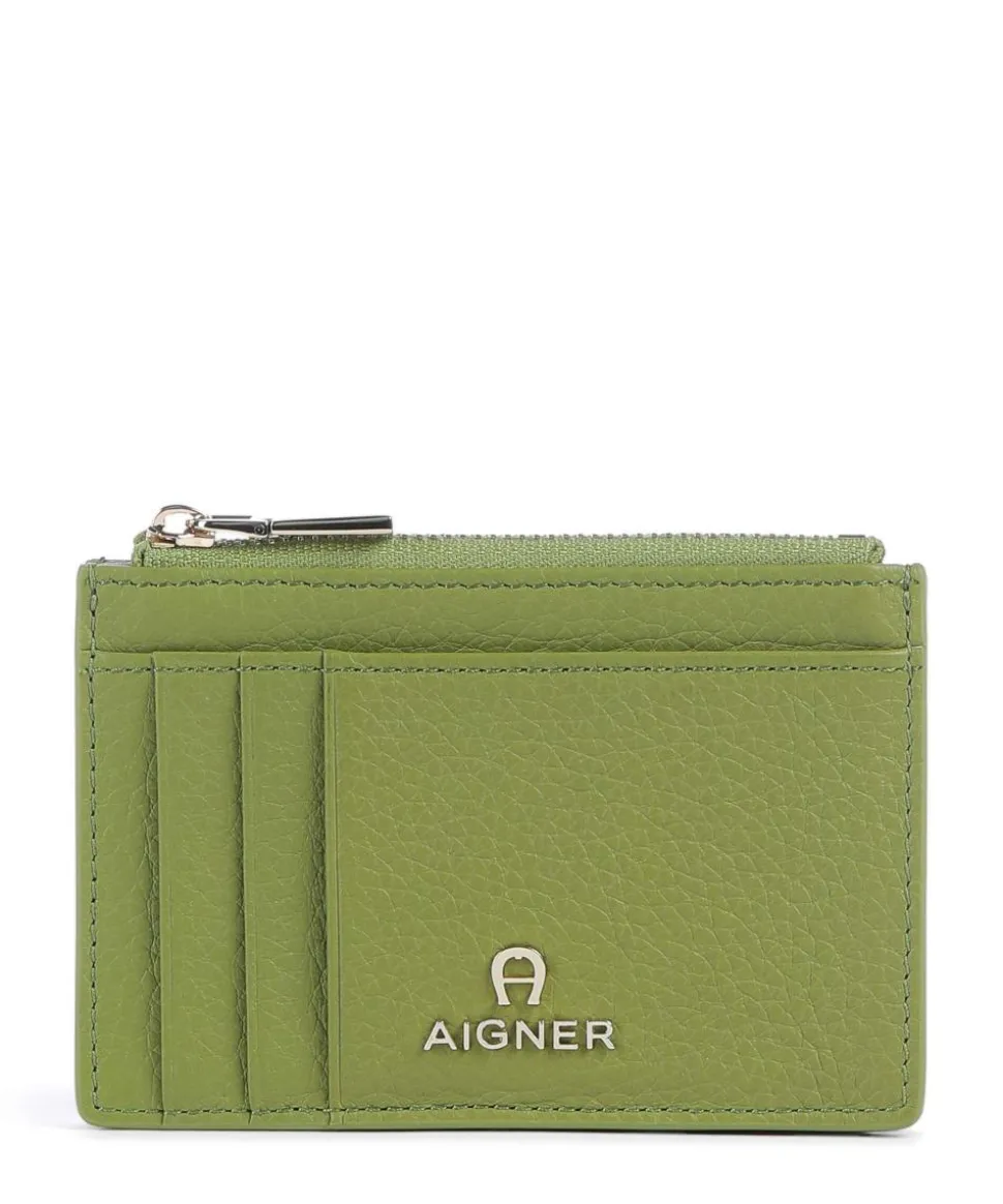 Fashion Kreditkartenetui genarbtes Rindsleder grün