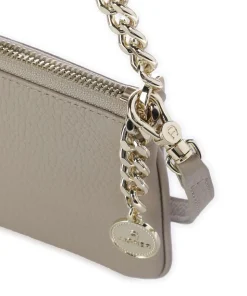 Fashion Schultertasche genarbtes Rindsleder grau