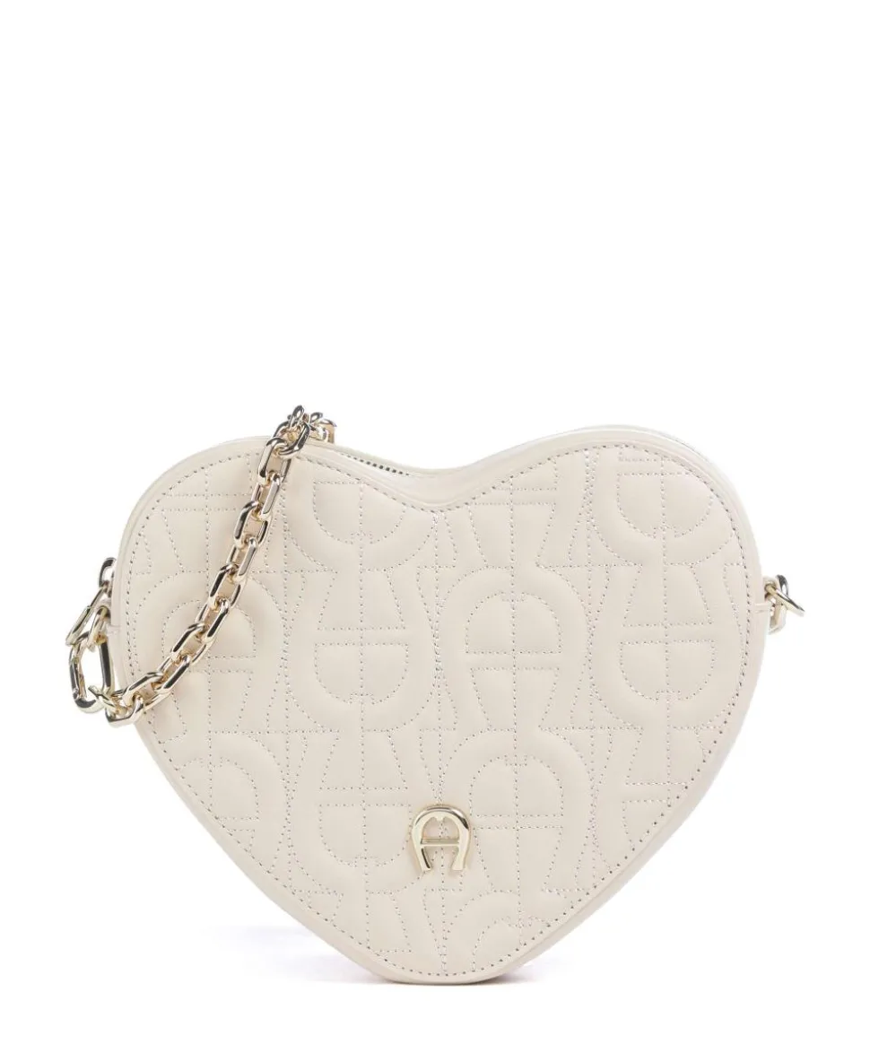 Fashion Umhängetasche fein genarbtes Rindsleder creme