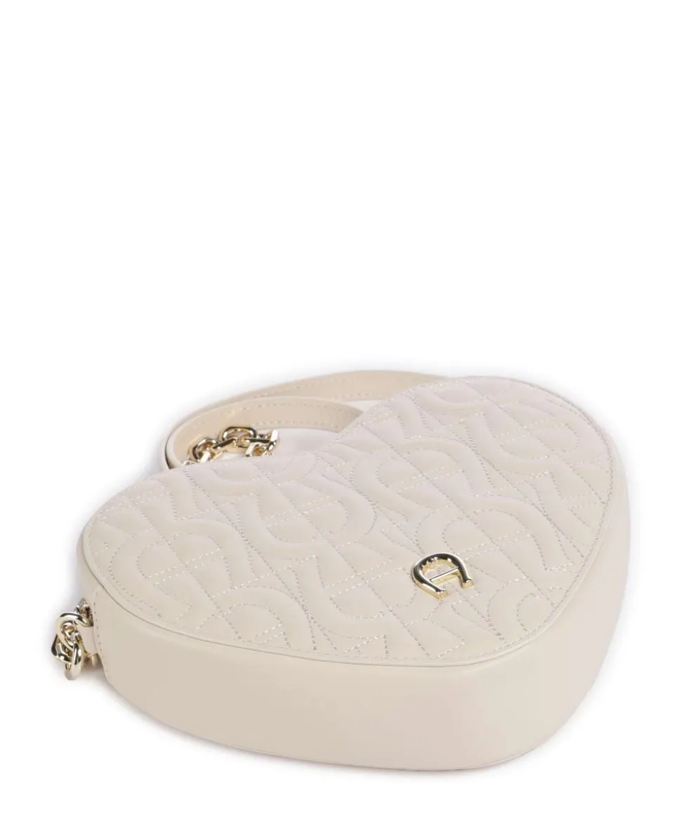 Fashion Umhängetasche fein genarbtes Rindsleder creme