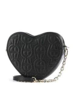 Fashion Umhängetasche fein genarbtes Rindsleder schwarz