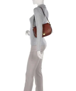 Federica Schultertasche fein genarbtes Rindsleder braun