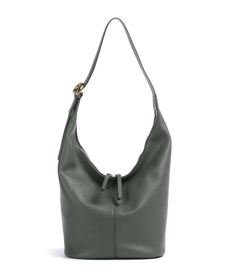 Fernanda Beuteltasche genarbtes Leder dunkelgrün