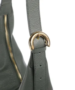 Fernanda Beuteltasche genarbtes Leder dunkelgrün