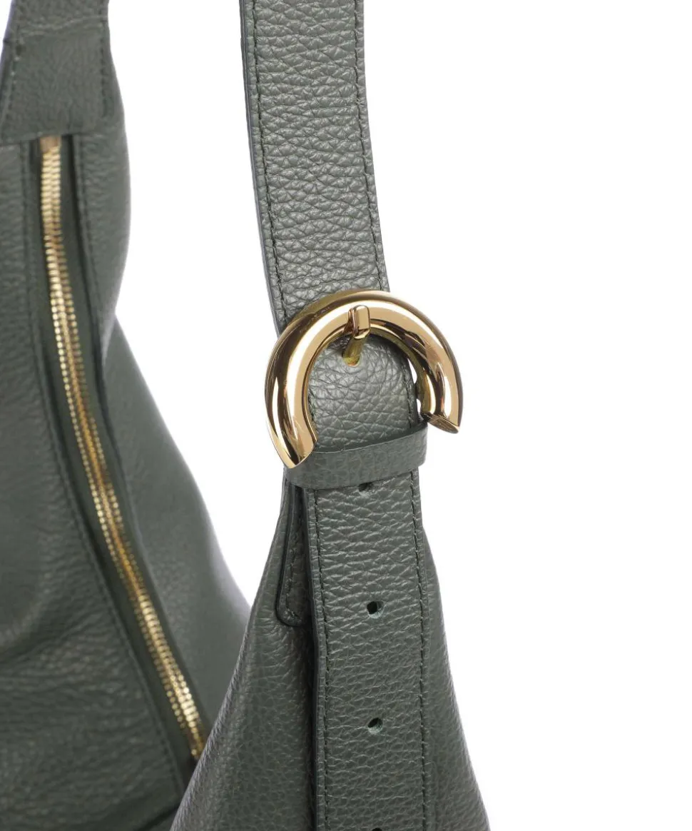 Fernanda Beuteltasche genarbtes Leder dunkelgrün