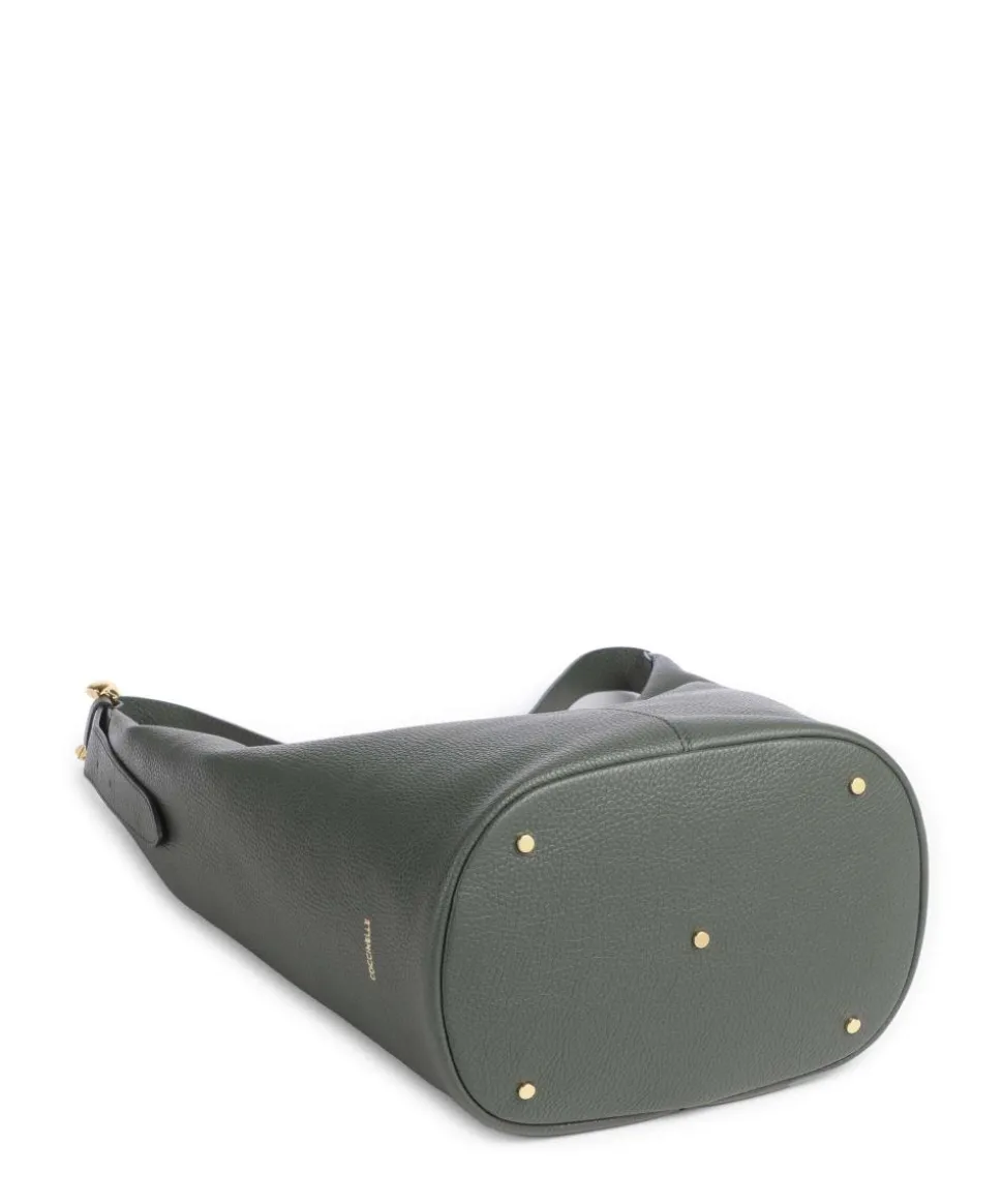 Fernanda Beuteltasche genarbtes Leder dunkelgrün