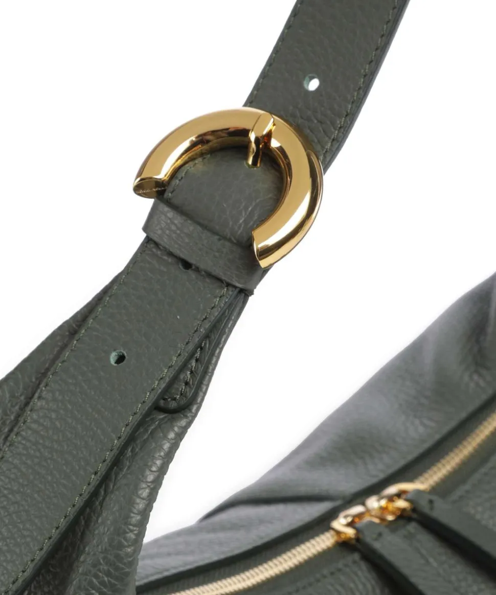 Fernanda Beuteltasche genarbtes Rindsleder dunkelgrün