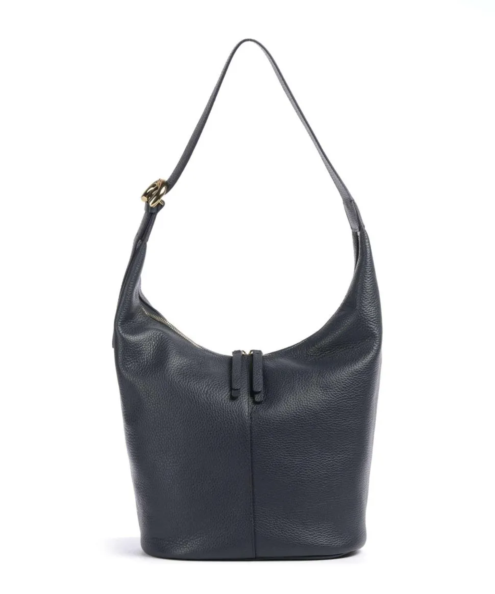 Fernanda Beuteltasche genarbtes Leder dunkelblau