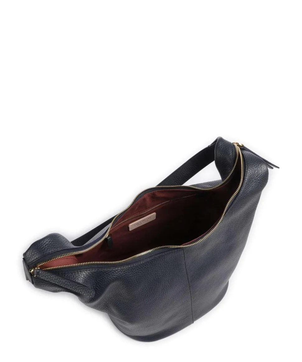 Fernanda Beuteltasche genarbtes Leder dunkelblau