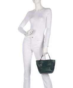 Fine Florence Umhängetasche fein genarbtes Leder petrol