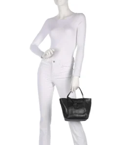 Fine Florence Umhängetasche fein genarbtes Leder schwarz