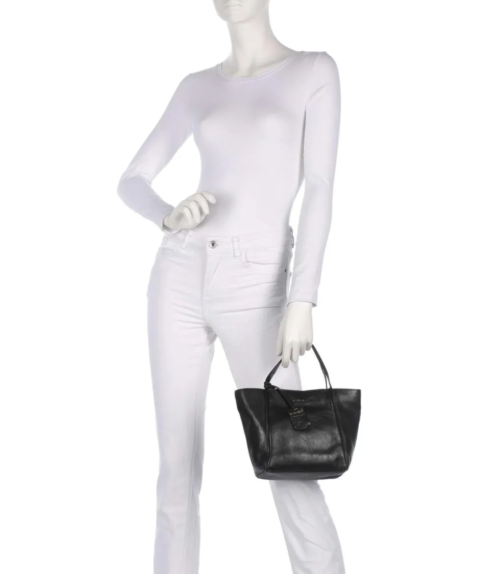 Fine Florence Umhängetasche fein genarbtes Leder schwarz