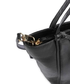 Fine Florence Umhängetasche fein genarbtes Leder schwarz