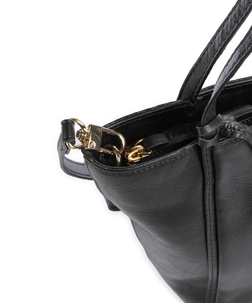 Fine Florence Umhängetasche fein genarbtes Leder schwarz