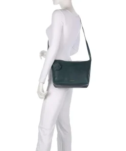 Fine Florence Umhängetasche fein genarbtes Leder petrol