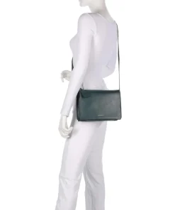 Fine Florence Umhängetasche genarbtes Leder petrol