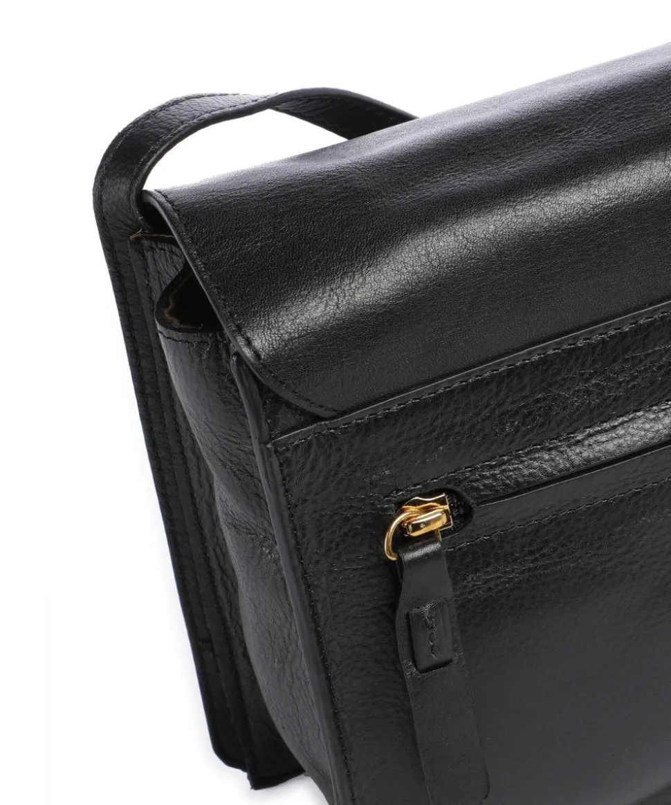 Fine Florence Umhängetasche genarbtes Leder schwarz