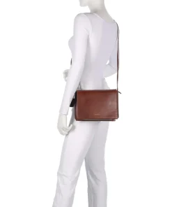 Fine Florence Umhängetasche genarbtes Leder braun