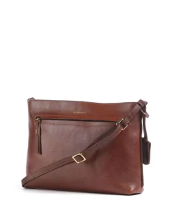 Fine Florence Umhängetasche fein genarbtes Leder braun