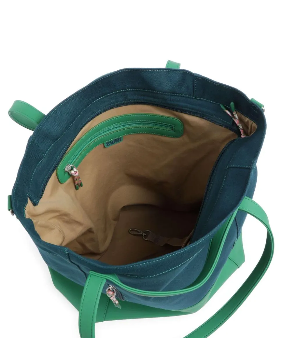 Fiorella FI200 Shopper Lederimitat, Canvas petrol