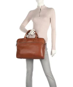 Firenze Aktentasche 15″ genarbtes Leder hellbraun