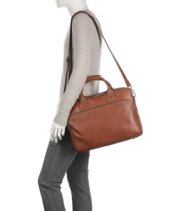 Firenze Aktentasche 15″ genarbtes Leder hellbraun