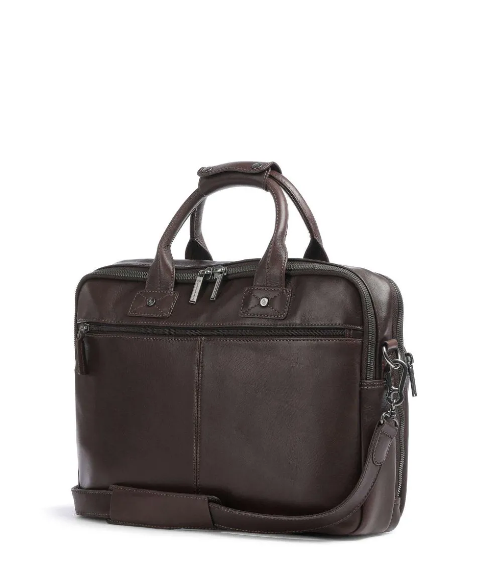 Firenze Aktentasche 15″ genarbtes Leder dunkelbraun