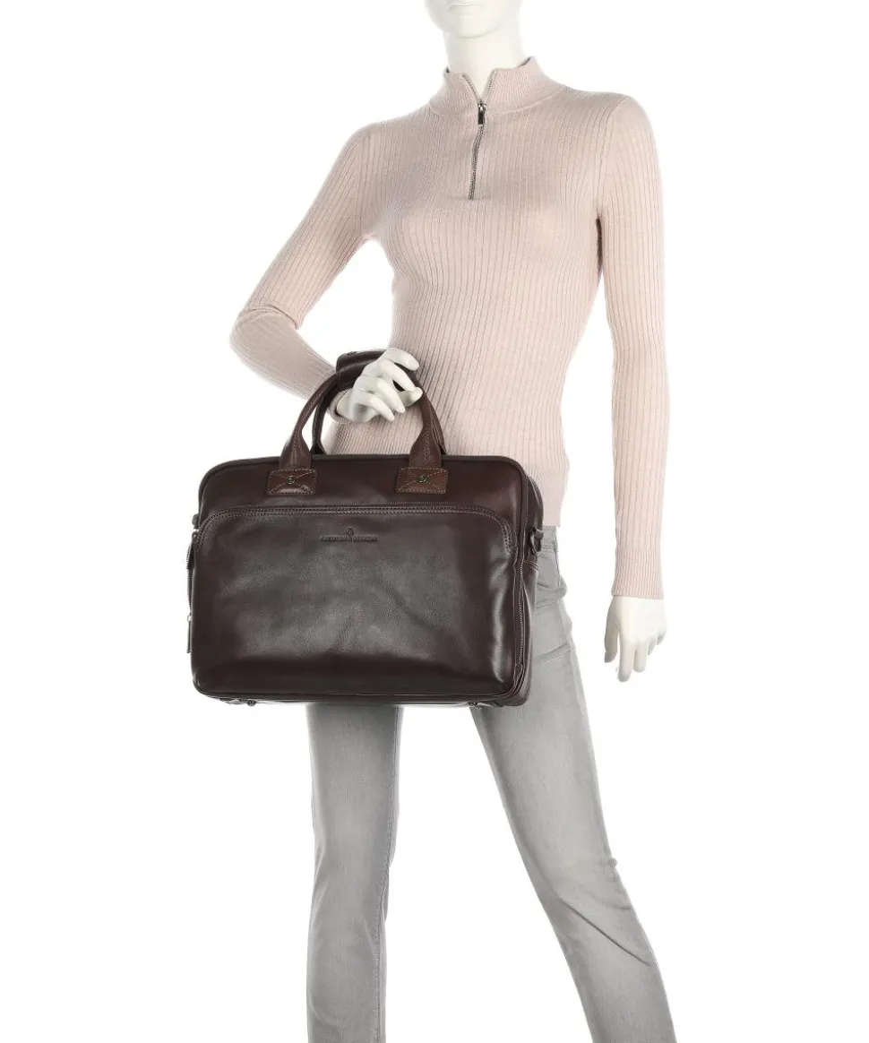 Firenze Aktentasche 15″ genarbtes Leder dunkelbraun